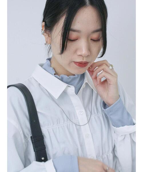 Samansa Mos2 blue（サマンサモスモスブルー）の「【吸湿発熱】リブフリル衿プルオーバー（Tシャツ/カットソー・レディース・ブラック/ブルー/オフホワイト・F）」の22枚目の写真