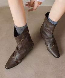Port | 【 Port / ポート 】 ポインテッドトゥ スタッズ ウエスタン カバー ミドルブーツ #_(ブーツ)
