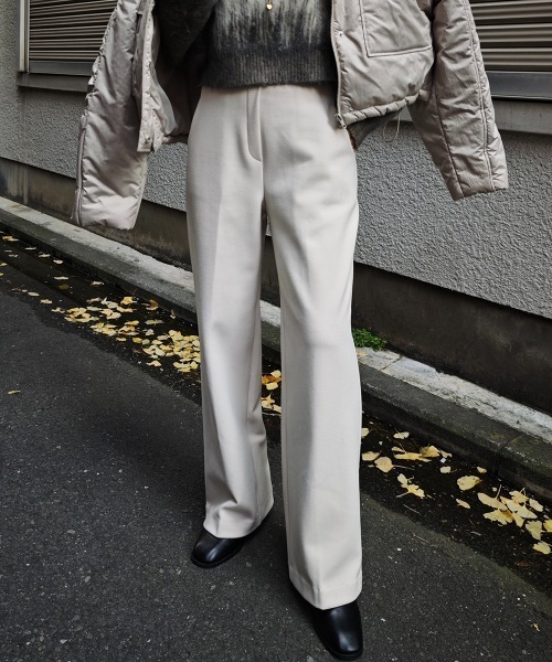 esutoreja（エストレジャ）の「ウエストボタンストレートパンツ（その他パンツ・レディース・ブラック/アイボリー/ブラウン・M/S）」の2枚目の写真