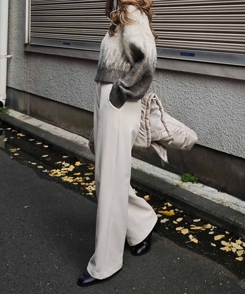 esutoreja（エストレジャ）の「ウエストボタンストレートパンツ（その他パンツ・レディース・ブラック/アイボリー/ブラウン・M/S）」の5枚目の写真