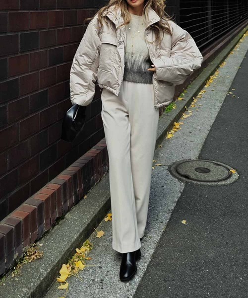 esutoreja（エストレジャ）の「ウエストボタンストレートパンツ（その他パンツ・レディース・ブラック/アイボリー/ブラウン・M/S）」の6枚目の写真