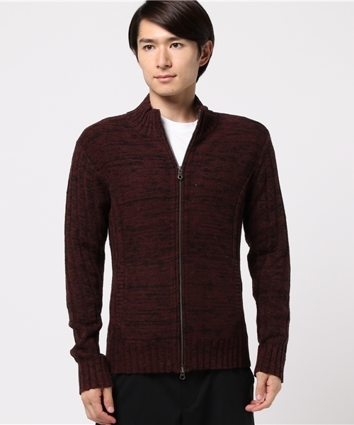 MICHEL KLEIN HOMME   （ミッシェルクランオム）の「ニットカーディガン （スラブラムツイード）（カーディガン/ボレロ・メンズ・ホワイト/グリーン/ワインレッド・X-LARGE/MEDIUM/LARGE）」の3枚目の写真