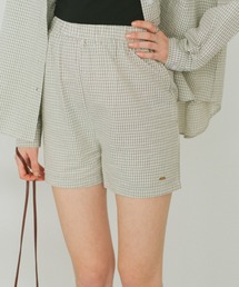 オリジナルプレートコットンチェックハーフパンツ