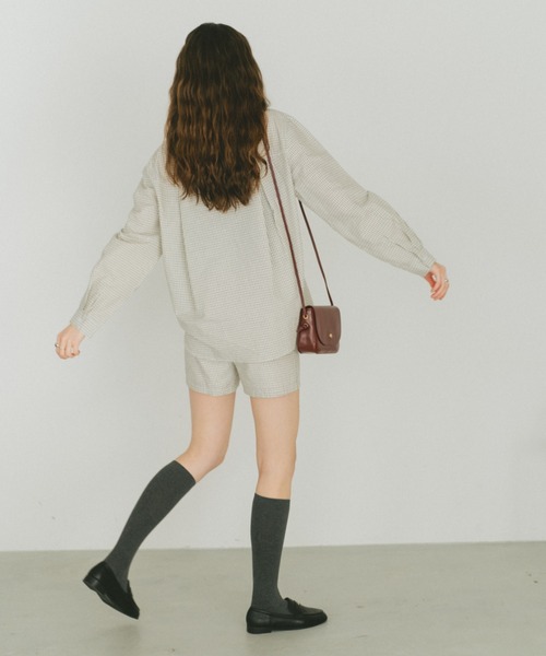 VANNIE U(ヴァニーユー)の「オリジナルプレートコットンチェックハーフパンツ(その他パンツ・レディース・アイボリー/ネイビー・FREE)」の11枚目の写真