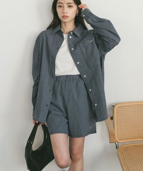 VANNIE U(ヴァニーユー)の「オリジナルプレートコットンチェックハーフパンツ(その他パンツ・レディース・アイボリー/ネイビー・FREE)」の13枚目の写真
