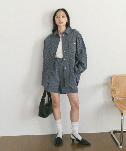 VANNIE U(ヴァニーユー)の「オリジナルプレートコットンチェックハーフパンツ(その他パンツ・レディース・アイボリー/ネイビー・FREE)」の16枚目の写真