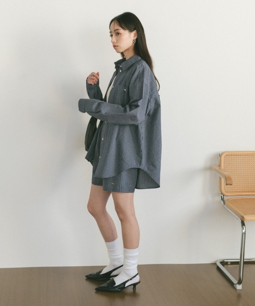 VANNIE U(ヴァニーユー)の「オリジナルプレートコットンチェックハーフパンツ(その他パンツ・レディース・アイボリー/ネイビー・FREE)」の20枚目の写真