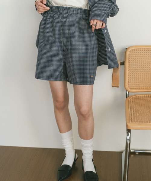 VANNIE U(ヴァニーユー)の「オリジナルプレートコットンチェックハーフパンツ(その他パンツ・レディース・アイボリー/ネイビー・FREE)」の14枚目の写真