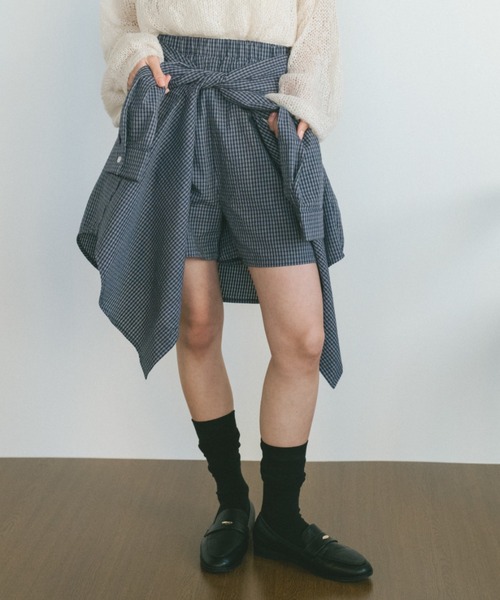 VANNIE U(ヴァニーユー)の「オリジナルプレートコットンチェックハーフパンツ(その他パンツ・レディース・アイボリー/ネイビー・FREE)」の22枚目の写真