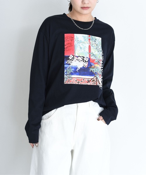 Eimee Law（エイミーロウ）の「アートプリント シアースラブロンT（Tシャツ/カットソー・レディース・ライトグレー/ライトグリーン/オフホワイト/ダークネイビー/ホワイト系2/ライトピンク/ホワイト系1/ネイビー系・FREE）」の8枚目の写真