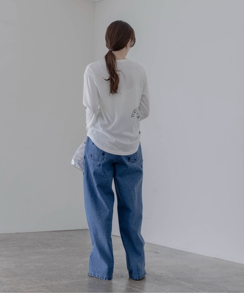 Eimee Law（エイミーロウ）の「アートプリント シアースラブロンT（Tシャツ/カットソー・レディース・ライトグレー/ライトグリーン/オフホワイト/ダークネイビー/ホワイト系2/ライトピンク/ホワイト系1/ネイビー系・FREE）」の10枚目の写真