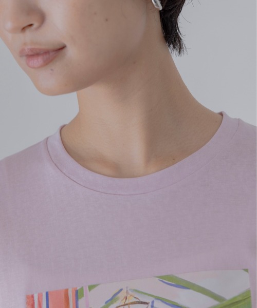 Eimee Law（エイミーロウ）の「アートプリント シアースラブロンT（Tシャツ/カットソー・レディース・ライトグレー/ライトグリーン/オフホワイト/ダークネイビー/ホワイト系2/ライトピンク/ホワイト系1/ネイビー系・FREE）」の18枚目の写真