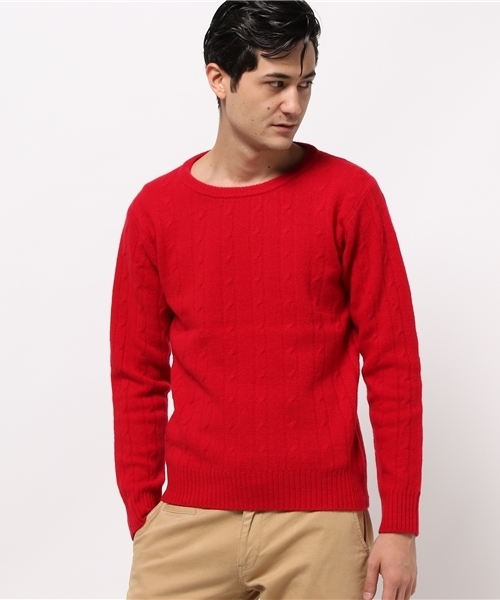 URBAN RESEARCH(アーバンリサーチ)の「UR ウールカシミヤケーブルニット(ニット/セーター・メンズ・レッド/キャメル/ホワイト/ネイビー/ブルー・MEDIUM/LARGE)」の14枚目の写真