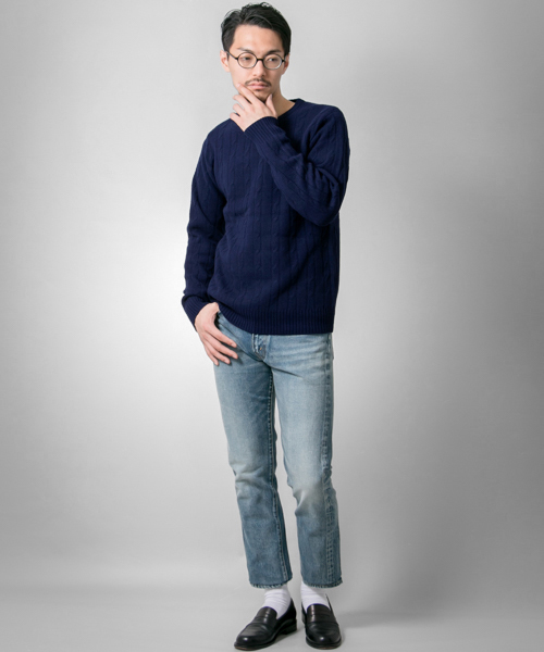 URBAN RESEARCH(アーバンリサーチ)の「UR ウールカシミヤケーブルニット(ニット/セーター・メンズ・レッド/キャメル/ホワイト/ネイビー/ブルー・MEDIUM/LARGE)」の15枚目の写真