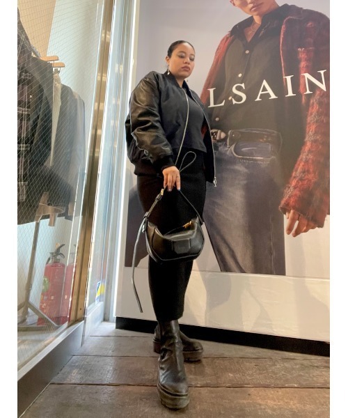 ALLSAINTS（オールセインツ）の「MYLER LEATHER SLEEVE BOMBER | MYLER レザー スリーブ ボンバー（MA-1・メンズ・ブラック系その他・XS/M/S）」の12枚目の写真