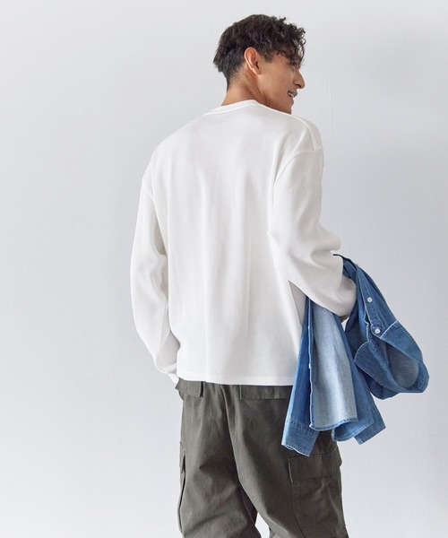 coca(coca)(コカ)の「ワッフルポケットロンT(Tシャツ/カットソー・メンズ・チャコール/ホワイト・L/XL/M)」の14枚目の写真