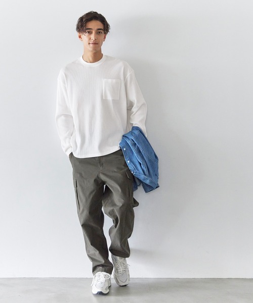 coca(coca)(コカ)の「ワッフルポケットロンT(Tシャツ/カットソー・メンズ・チャコール/ホワイト・L/XL/M)」の15枚目の写真