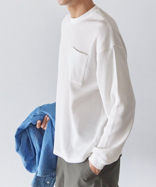coca(coca)(コカ)の「ワッフルポケットロンT(Tシャツ/カットソー・メンズ・チャコール/ホワイト・L/XL/M)」の16枚目の写真