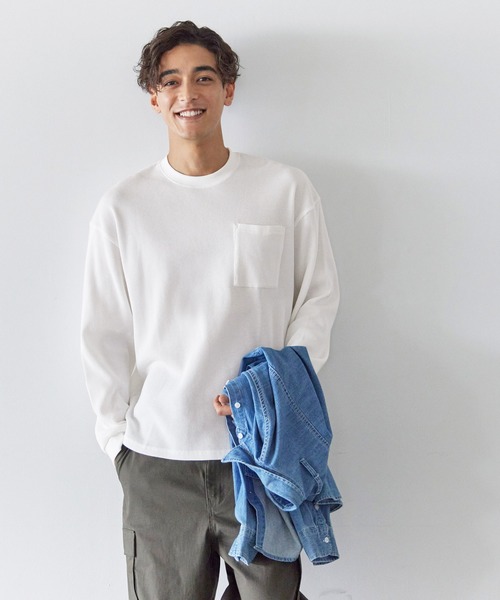 coca(coca)(コカ)の「ワッフルポケットロンT(Tシャツ/カットソー・メンズ・チャコール/ホワイト・L/XL/M)」の17枚目の写真