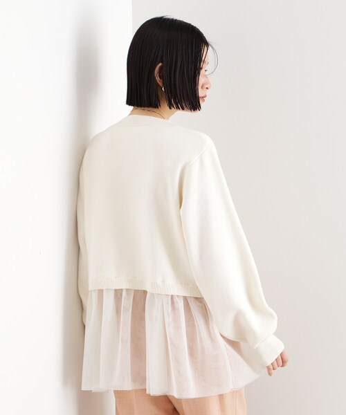 THE SHOP TK (ザ ショップ ティーケー )の「◆裾チュールプルオーバー【洗える】(ニット/セーター・レディース・ブラック/オフホワイト/グレー・99)」の8枚目の写真