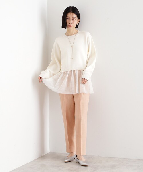 THE SHOP TK (ザ ショップ ティーケー )の「◆裾チュールプルオーバー【洗える】(ニット/セーター・レディース・ブラック/オフホワイト/グレー・99)」の9枚目の写真