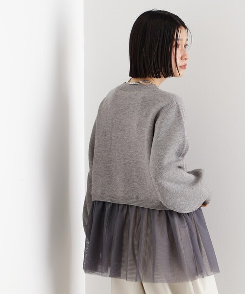 THE SHOP TK (ザ ショップ ティーケー )の「◆裾チュールプルオーバー【洗える】(ニット/セーター・レディース・ブラック/オフホワイト/グレー・99)」の12枚目の写真