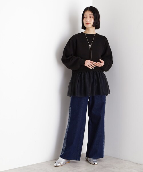 THE SHOP TK (ザ ショップ ティーケー )の「◆裾チュールプルオーバー【洗える】(ニット/セーター・レディース・ブラック/オフホワイト/グレー・99)」の17枚目の写真