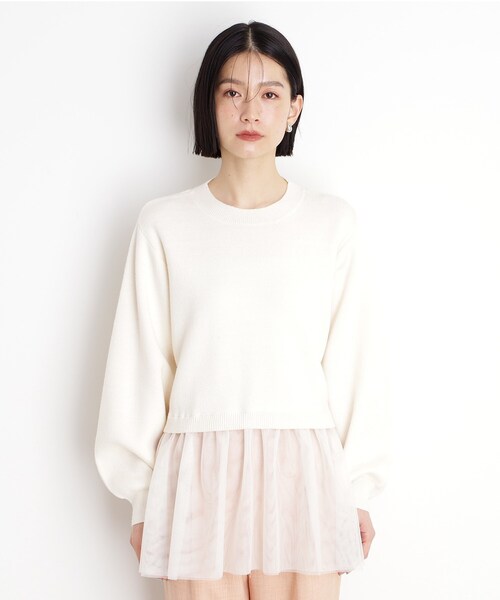THE SHOP TK (ザ ショップ ティーケー )の「◆裾チュールプルオーバー【洗える】(ニット/セーター・レディース・ブラック/オフホワイト/グレー・99)」の19枚目の写真