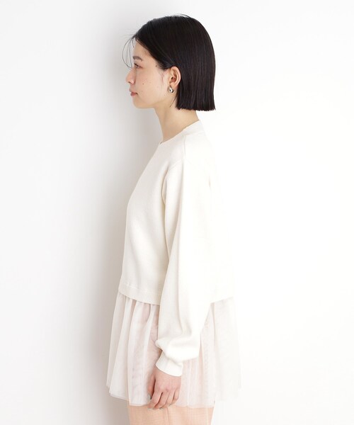 THE SHOP TK (ザ ショップ ティーケー )の「◆裾チュールプルオーバー【洗える】(ニット/セーター・レディース・ブラック/オフホワイト/グレー・99)」の20枚目の写真