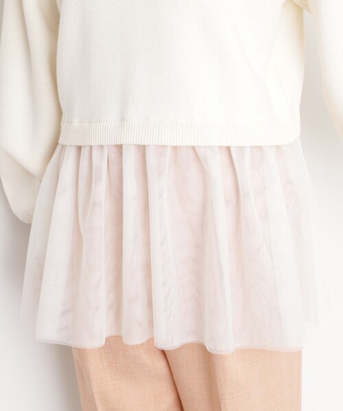 THE SHOP TK (ザ ショップ ティーケー )の「◆裾チュールプルオーバー【洗える】(ニット/セーター・レディース・ブラック/オフホワイト/グレー・99)」の6枚目の写真