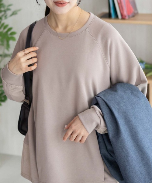 NAVY(ネイビー)の「NAVY 異素材切替プルオーバー(Tシャツ/カットソー・レディース・ブラック/ベージュ/杢グレー・M/L)」の3枚目の写真