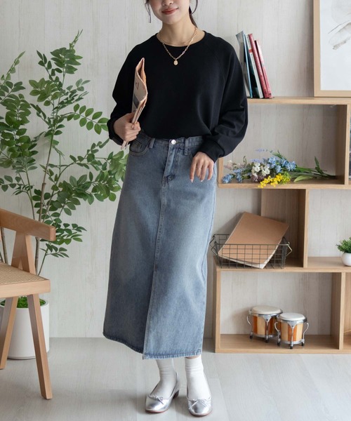 NAVY(ネイビー)の「NAVY 異素材切替プルオーバー(Tシャツ/カットソー・レディース・ブラック/ベージュ/杢グレー・M/L)」の9枚目の写真