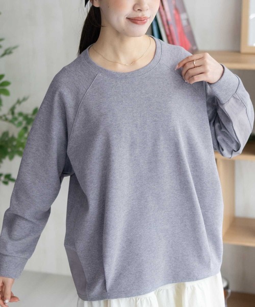 NAVY(ネイビー)の「NAVY 異素材切替プルオーバー(Tシャツ/カットソー・レディース・ブラック/ベージュ/杢グレー・M/L)」の13枚目の写真