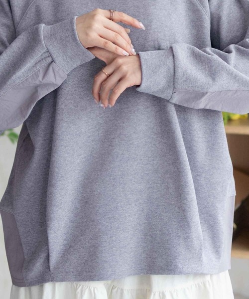 NAVY(ネイビー)の「NAVY 異素材切替プルオーバー(Tシャツ/カットソー・レディース・ブラック/ベージュ/杢グレー・M/L)」の15枚目の写真