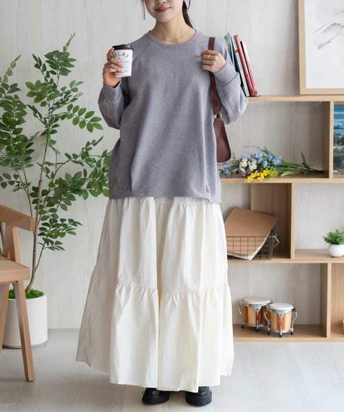 NAVY(ネイビー)の「NAVY 異素材切替プルオーバー(Tシャツ/カットソー・レディース・ブラック/ベージュ/杢グレー・M/L)」の19枚目の写真