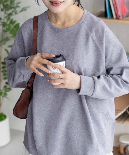 NAVY(ネイビー)の「NAVY 異素材切替プルオーバー(Tシャツ/カットソー・レディース・ブラック/ベージュ/杢グレー・M/L)」の11枚目の写真