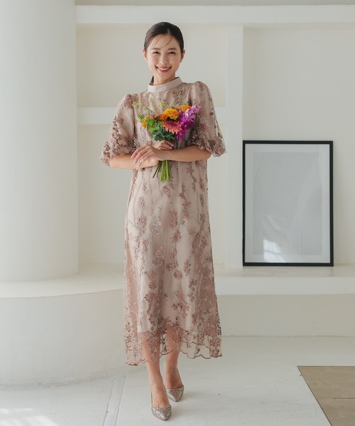 セール】ボリュームスリーブAライン パーティードレス オケージョン