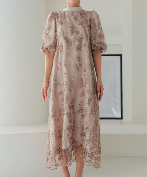 セール】ボリュームスリーブAライン パーティードレス オケージョン