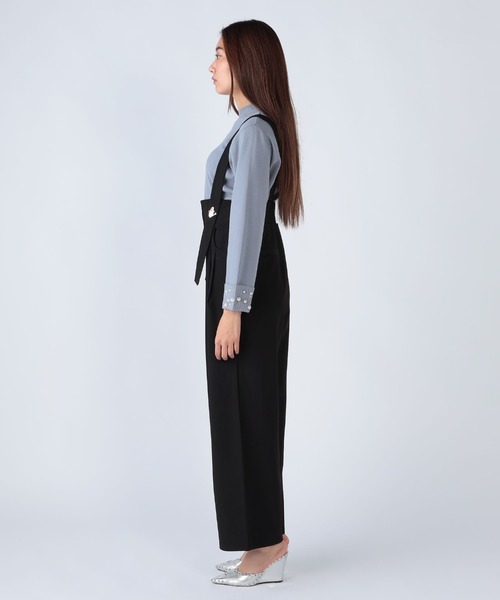 CECIL McBEE(セシルマクビー)の「変形ボタンハイウエストサロペット(サロペット/オーバーオール・レディース・ブラック・MEDIUM)」の6枚目の写真