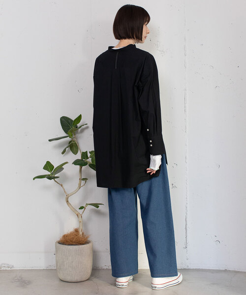 POU DOU DOU（プードゥドゥ）の「ボタニカル比翼刺繍ロングシャツ（シャツ/ブラウス・レディース・ブラック/オフホワイト/ライトグレー・M）」の9枚目の写真