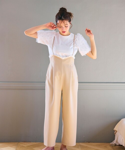 Feroux(フェルゥ)の「チュールスリーブ Tシャツ(Tシャツ/カットソー・レディース・ホワイト系/スカイブルー系/ピンク系/ホワイト系1・F)」の7枚目の写真
