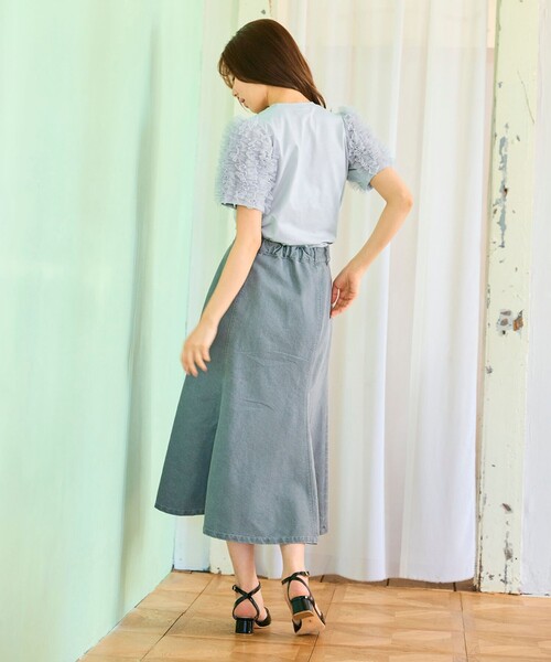 Feroux(フェルゥ)の「チュールスリーブ Tシャツ(Tシャツ/カットソー・レディース・ホワイト系/スカイブルー系/ピンク系/ホワイト系1・F)」の12枚目の写真