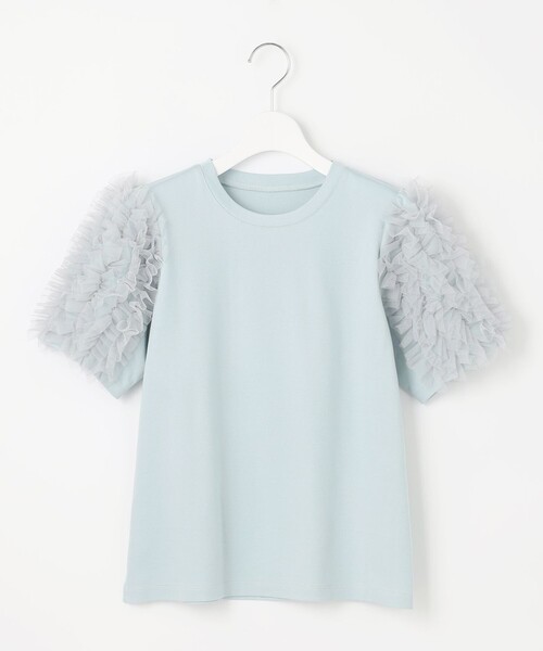 Feroux(フェルゥ)の「チュールスリーブ Tシャツ(Tシャツ/カットソー・レディース・ホワイト系/スカイブルー系/ピンク系/ホワイト系1・F)」の14枚目の写真