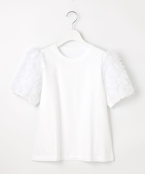 Feroux(フェルゥ)の「チュールスリーブ Tシャツ(Tシャツ/カットソー・レディース・ホワイト系/スカイブルー系/ピンク系/ホワイト系1・F)」の20枚目の写真