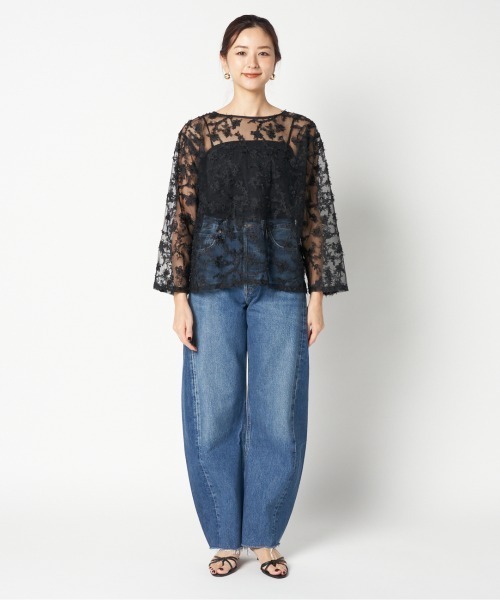 HELIOPOLE(エリオポール)の「FLORAL PATTERN SHEER BLOUSE(シャツ/ブラウス・レディース・ホワイト/ブラック・38)」の3枚目の写真
