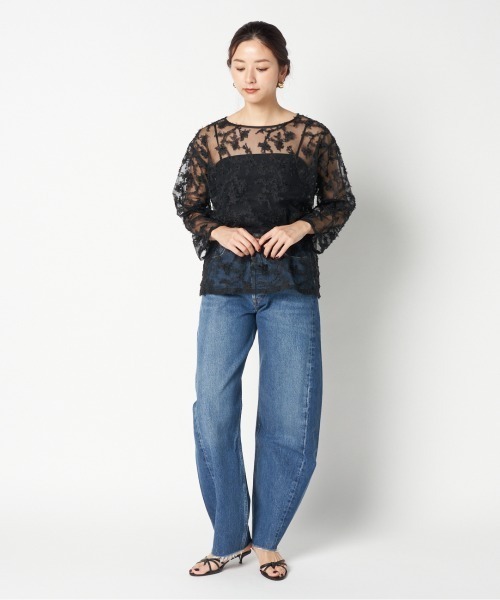 HELIOPOLE(エリオポール)の「FLORAL PATTERN SHEER BLOUSE(シャツ/ブラウス・レディース・ホワイト/ブラック・38)」の6枚目の写真
