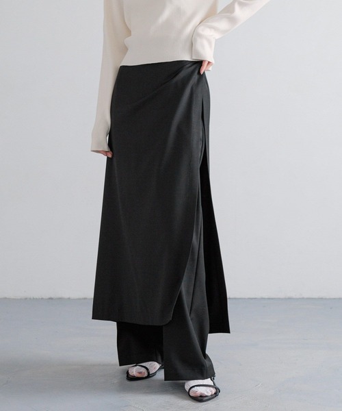 yuw（ユウ）の「ラップスカ－トレイヤードパンツ　 323458（その他パンツ・レディース・ブラック/グレー・MEDIUM/LARGE）」の6枚目の写真