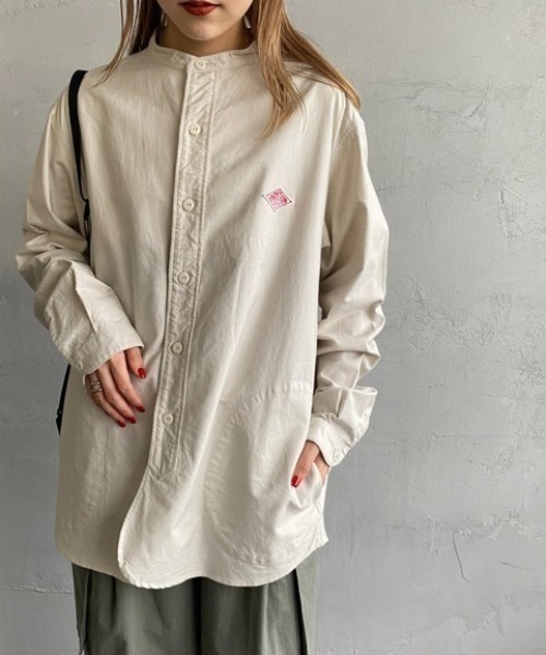 DANTON（ダントン）の「[DANTON/ダントン] バンドカラー オックスフォードシャツ(無地)（シャツ/ブラウス・レディース・ライトベージュ/ホワイト・38/40/42）」の2枚目の写真