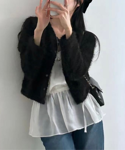 leune(ルネ)の「シアーペプラムキャミソール(キャミソール・レディース・ブラック/オフホワイト・FREE)」の5枚目の写真