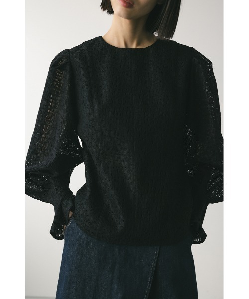 STYLEMIXER（スタイルミキサー）の「カフタックレーストップ（シャツ/ブラウス・レディース・ホワイト/オレンジ系その他/ブラック・SMALL/MEDIUM）」の3枚目の写真